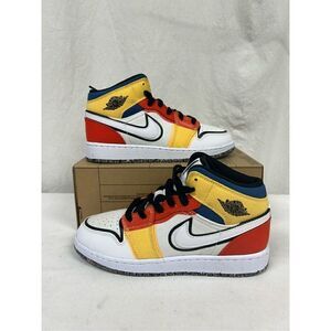 NEW Air Jordan 1 Mid SE (GS) Size‎ 4Y White/Black-Picante Red DV1316-100
